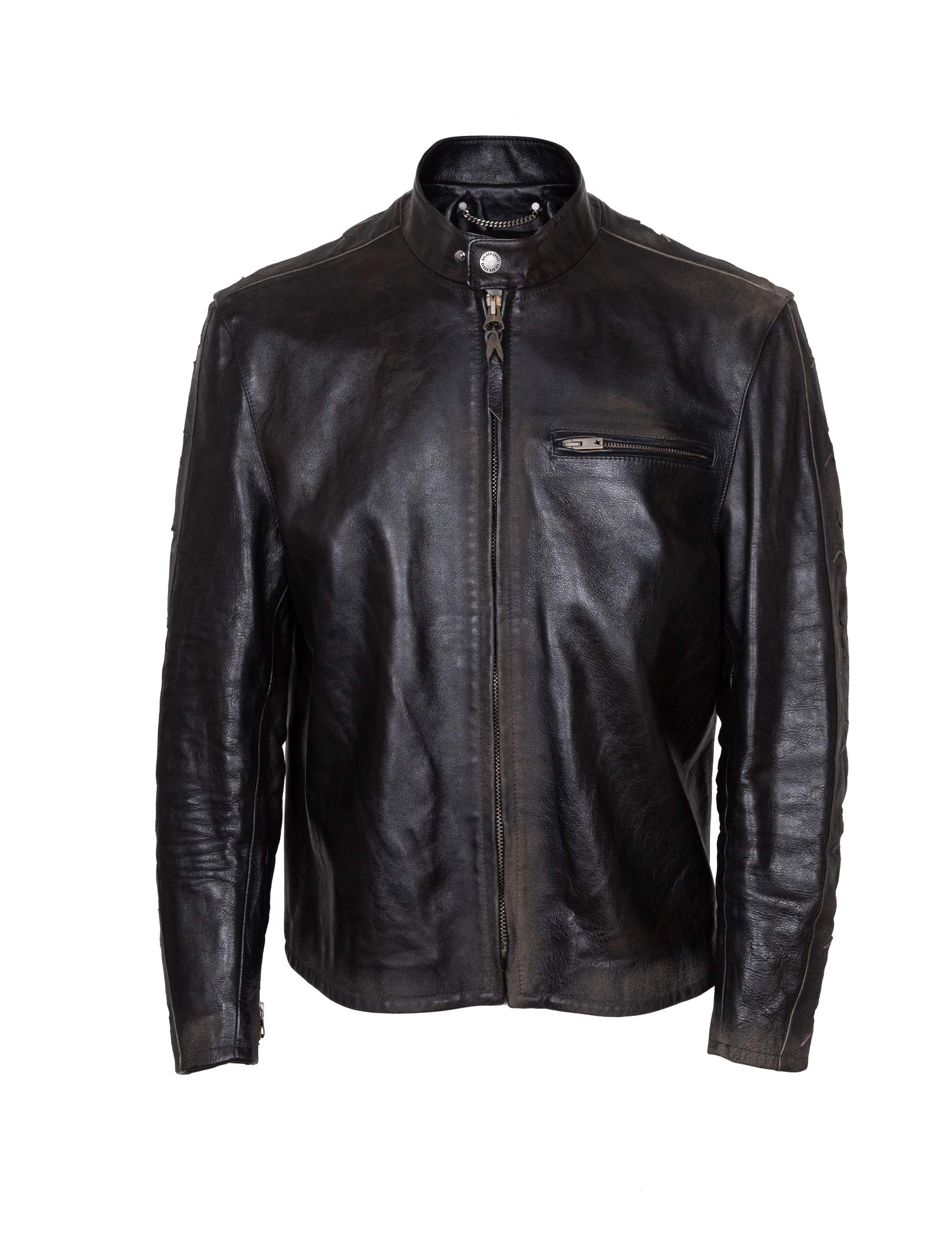 GOLDEN GOOSE GIACCA BIKER IN PELLE NERA