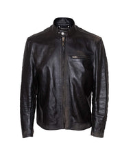 GOLDEN GOOSE GIACCA BIKER IN PELLE NERA