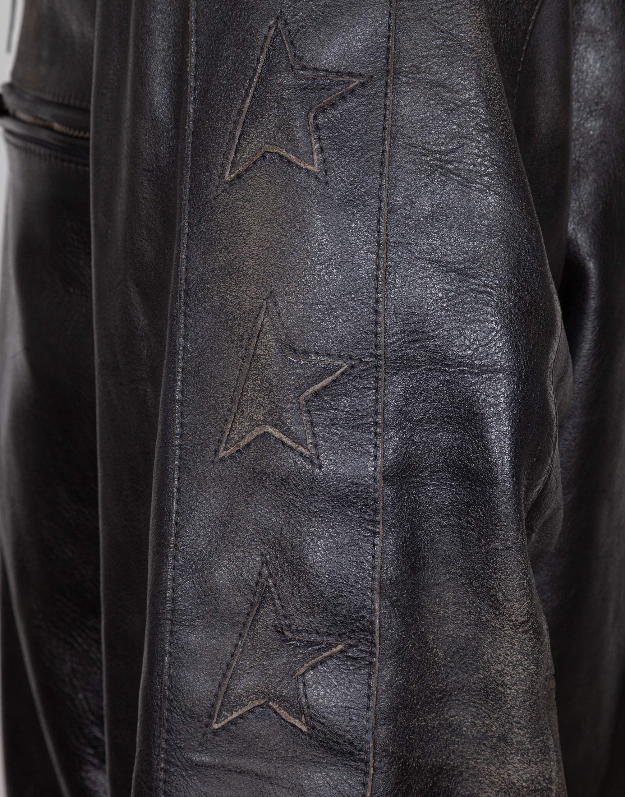 GOLDEN GOOSE GIACCA BIKER IN PELLE NERA