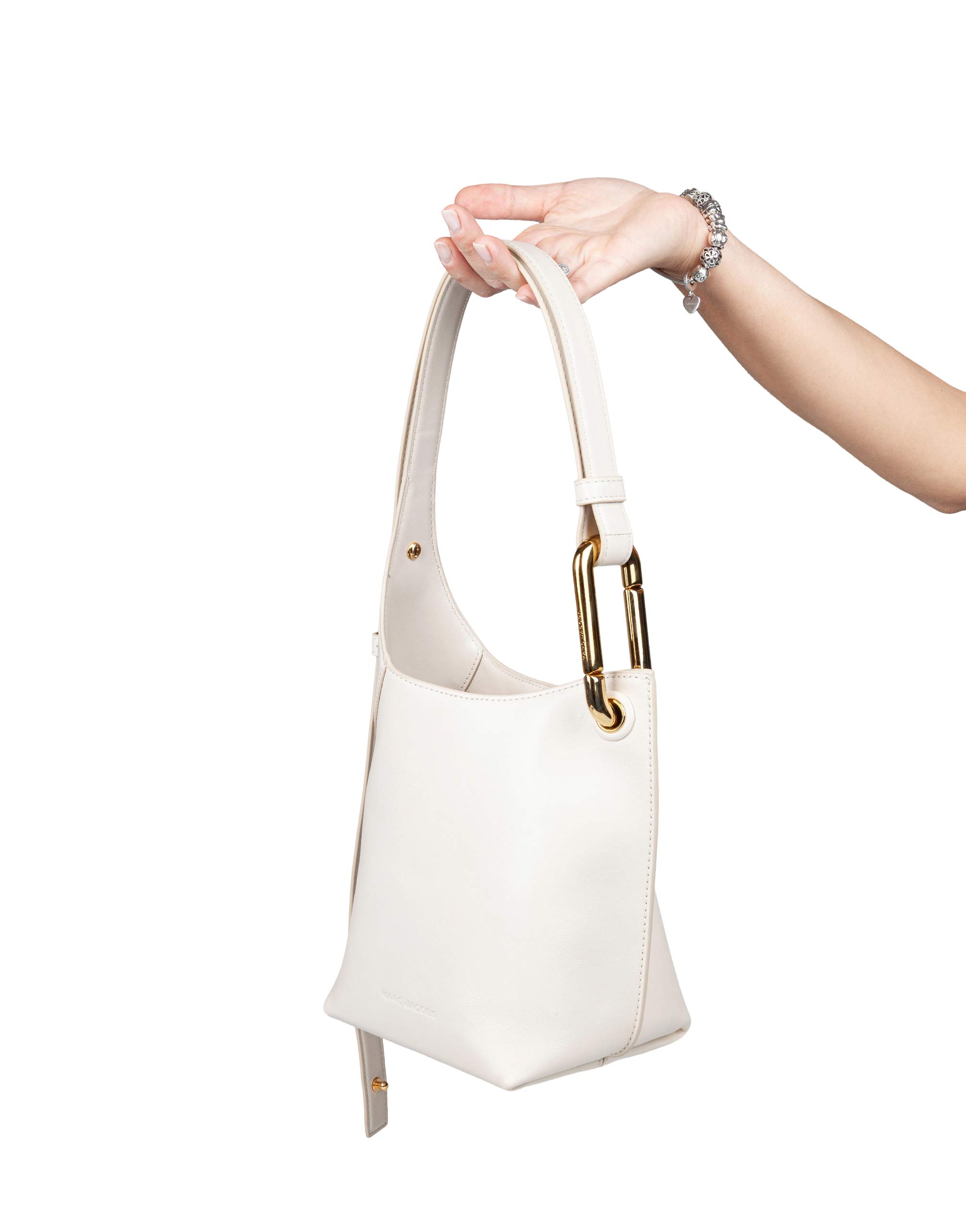 MARC JACOBS BORSA SMALL BUCKET IN PELLE BIANCA