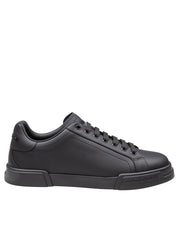 DOLCE & GABBANA PORTOFINO SNEAKERS IN BLACK NAPPA LEATHER