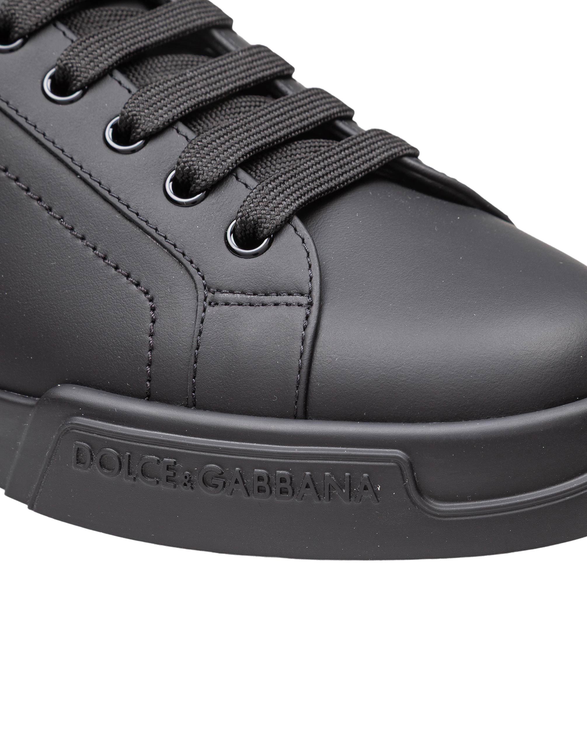 DOLCE & GABBANA PORTOFINO SNEAKERS IN BLACK NAPPA LEATHER