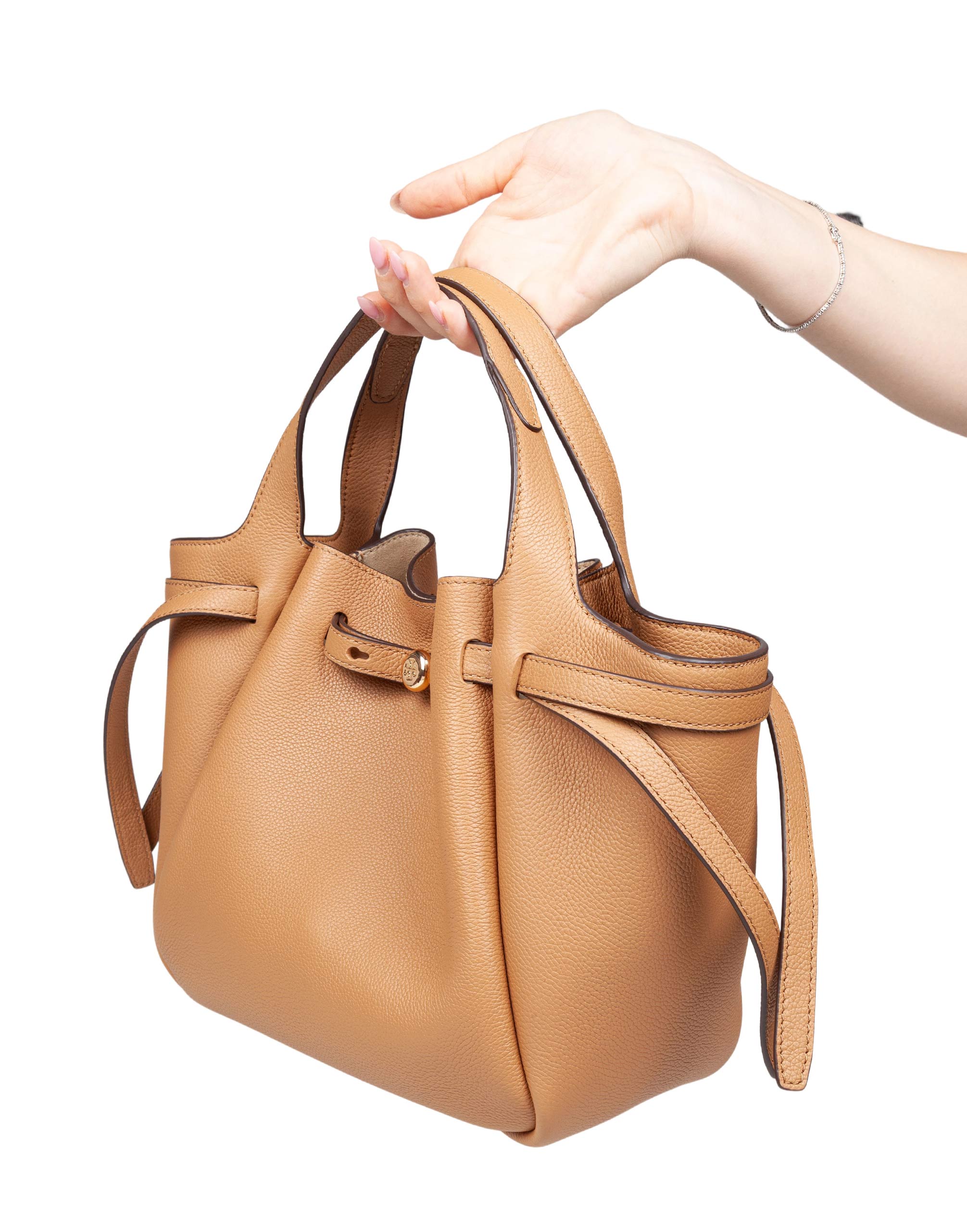 TORY BURCH ROMY TOTE BAG IN TIRAMISU LEATHER