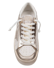 GOLDEN GOOSE STARDAN PLATINUM LEATHER SNEAKERS