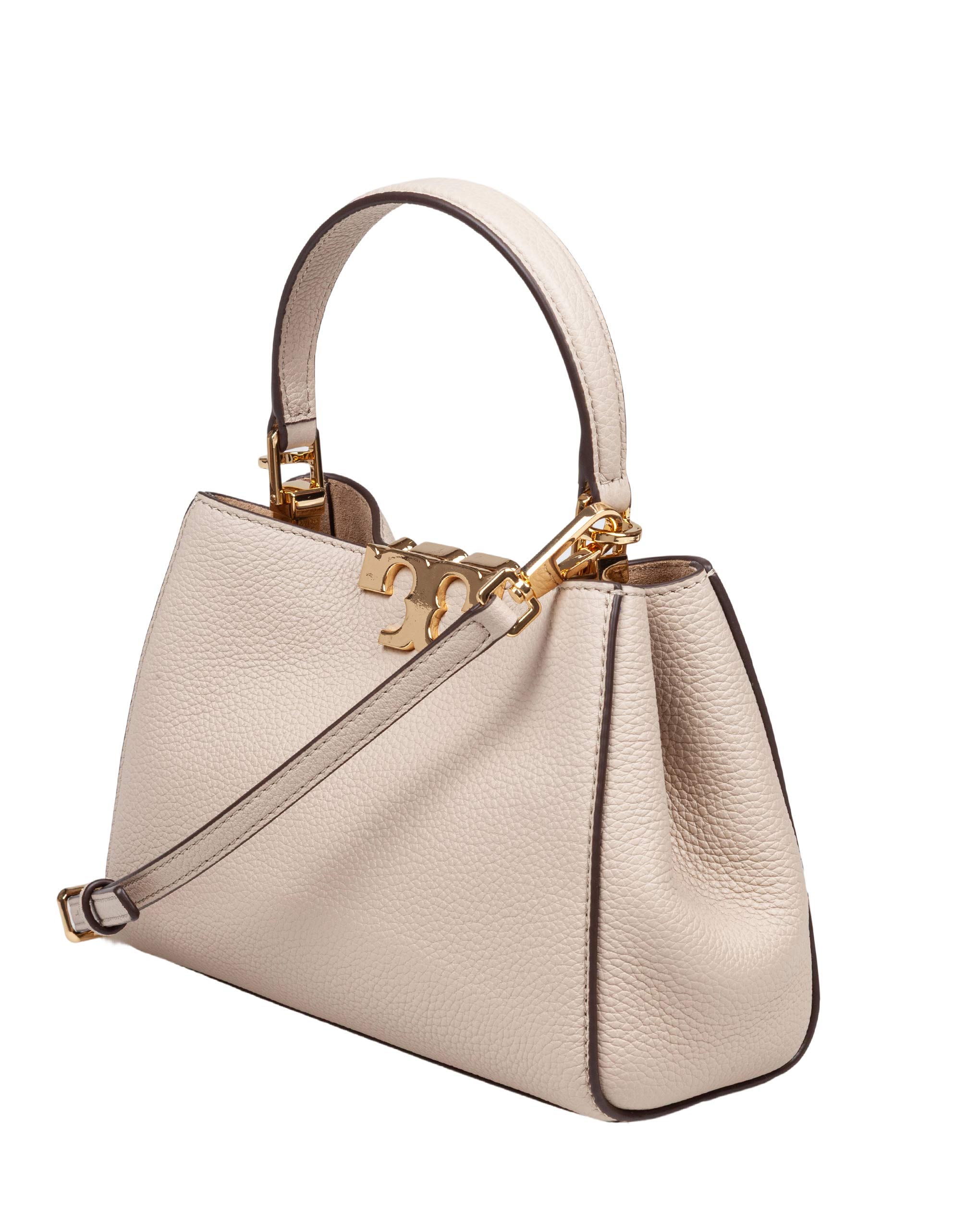 TORY BURCH ELEANOR SOFT MINI SATCHEL IN PELLE STONE