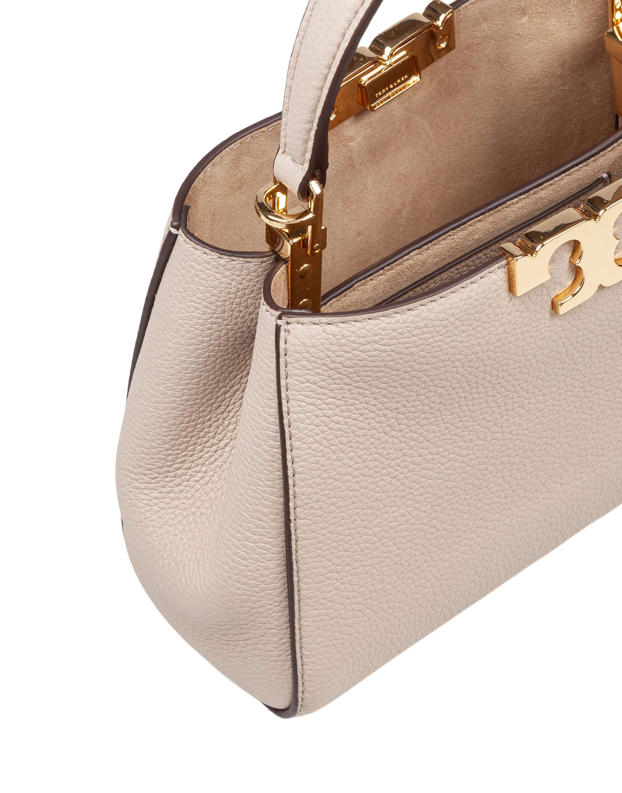 TORY BURCH ELEANOR SOFT MINI SATCHEL IN PELLE STONE