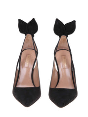 AQUAZZURA BOW TIE PUMP 85 IN CAMOSCIO COLORE NERO