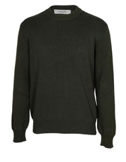 GOLDEN GOOSE COTTON CREW NECK SWEATER WITH GOLDEN WRITING ON THE BACK GREEN