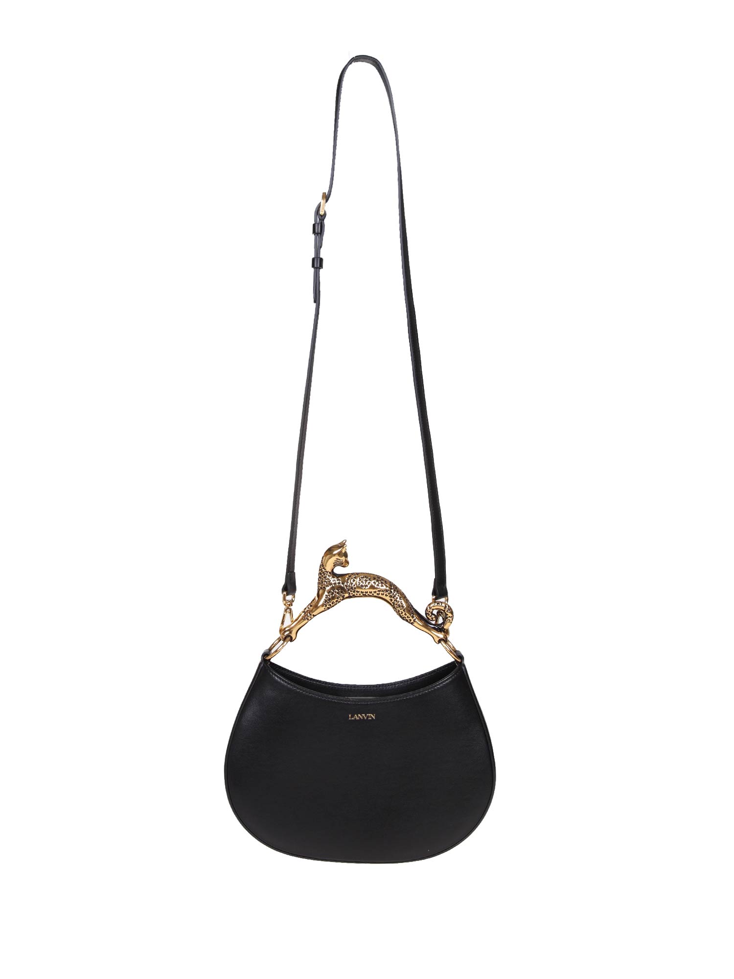 LANVIN BORSA HOBO CAT IN PELLE COLORE NERO