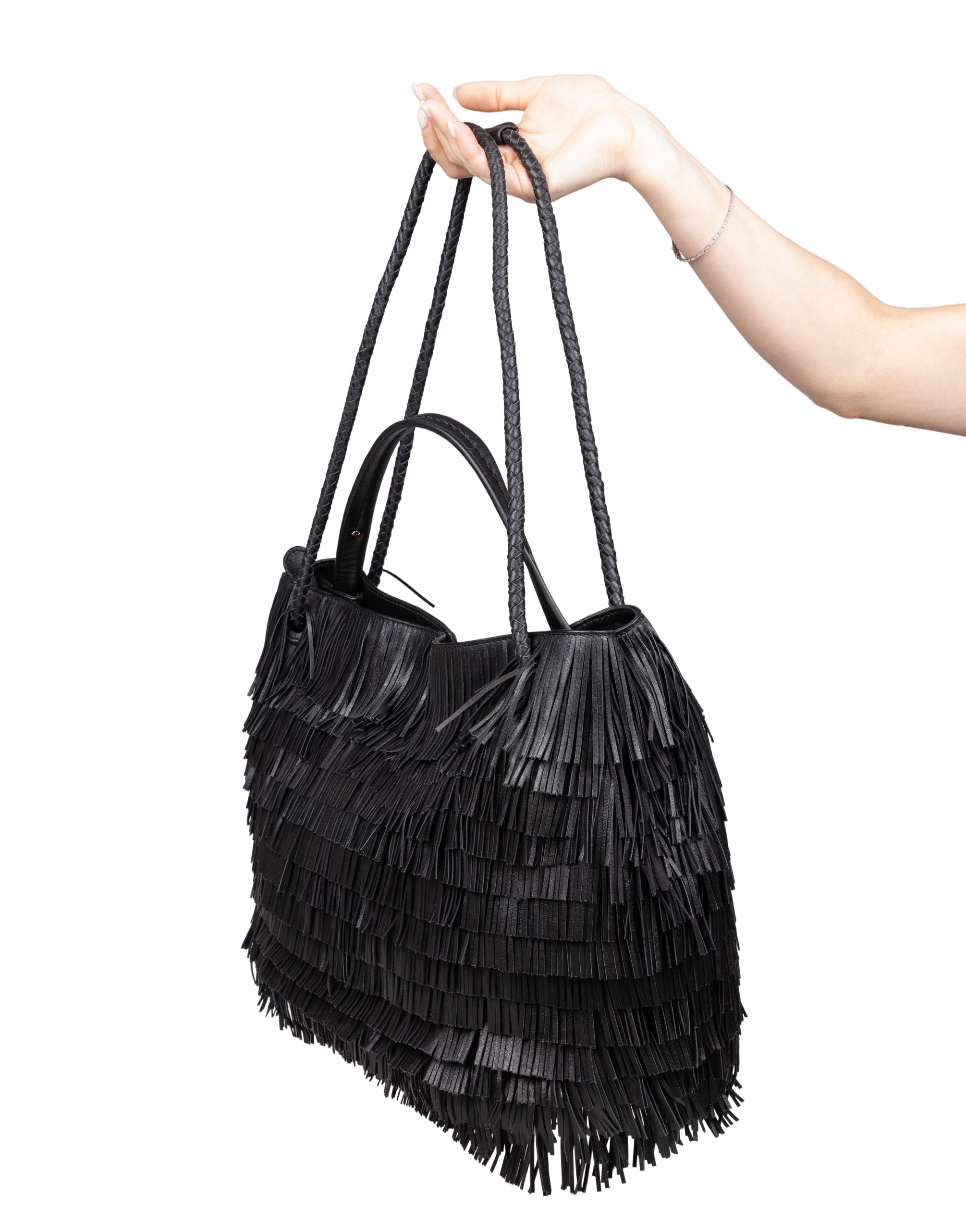 VISONA' DILETTA LEATHER SHOPPING BAG