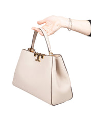 TORY BURCH ELEANOR LEATHER SATCHEL BAG STONE