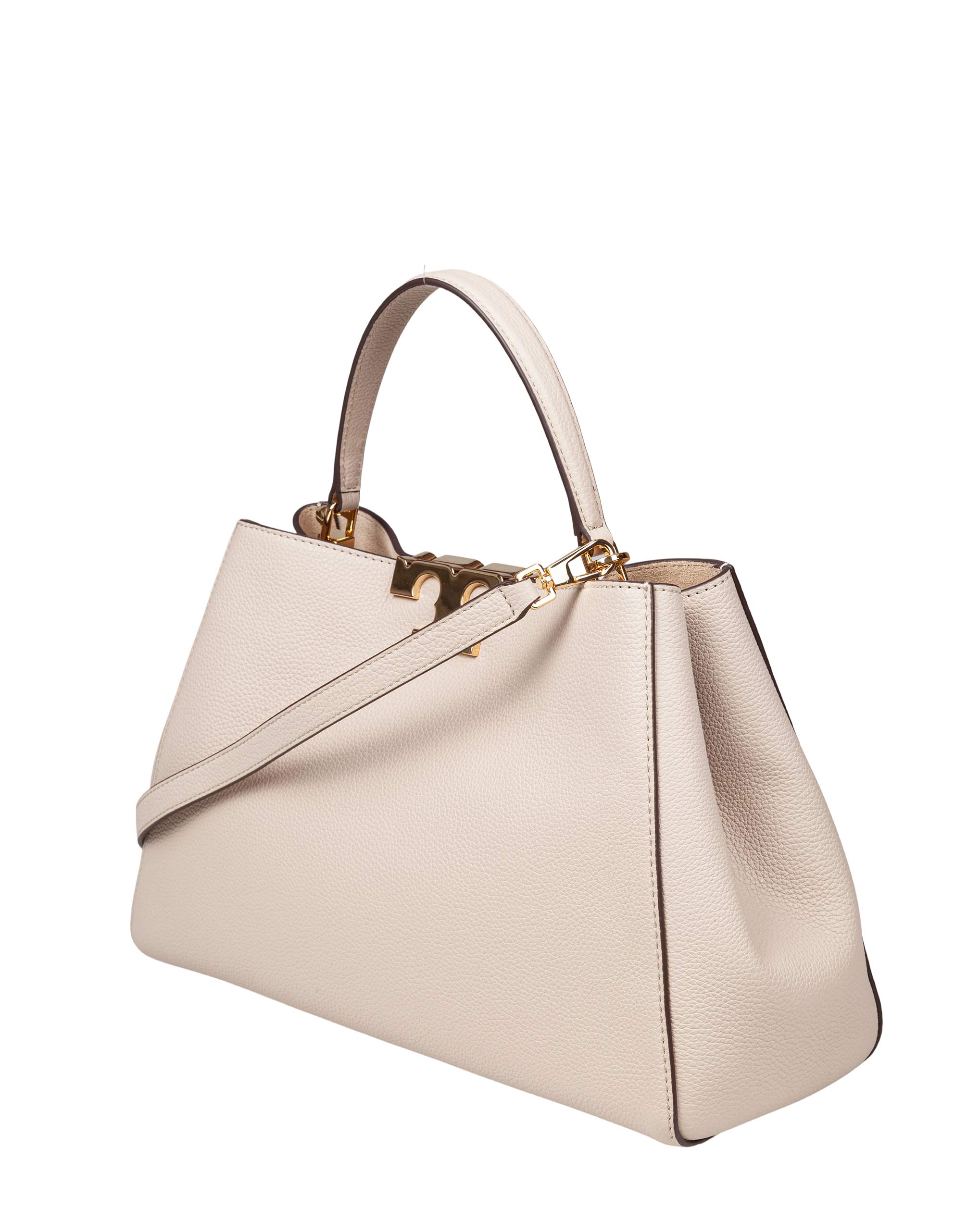 TORY BURCH ELEANOR LEATHER SATCHEL BAG STONE