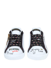 DOLCE & GABBANA PORTOFINO LEATHER SNEAKERS WITH EMBROIDERY AND PATCHES