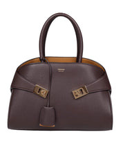 FERRAGAMO HUG TH M HANDBAG IN BROWN LEATHER