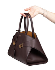 FERRAGAMO HUG TH M HANDBAG IN BROWN LEATHER