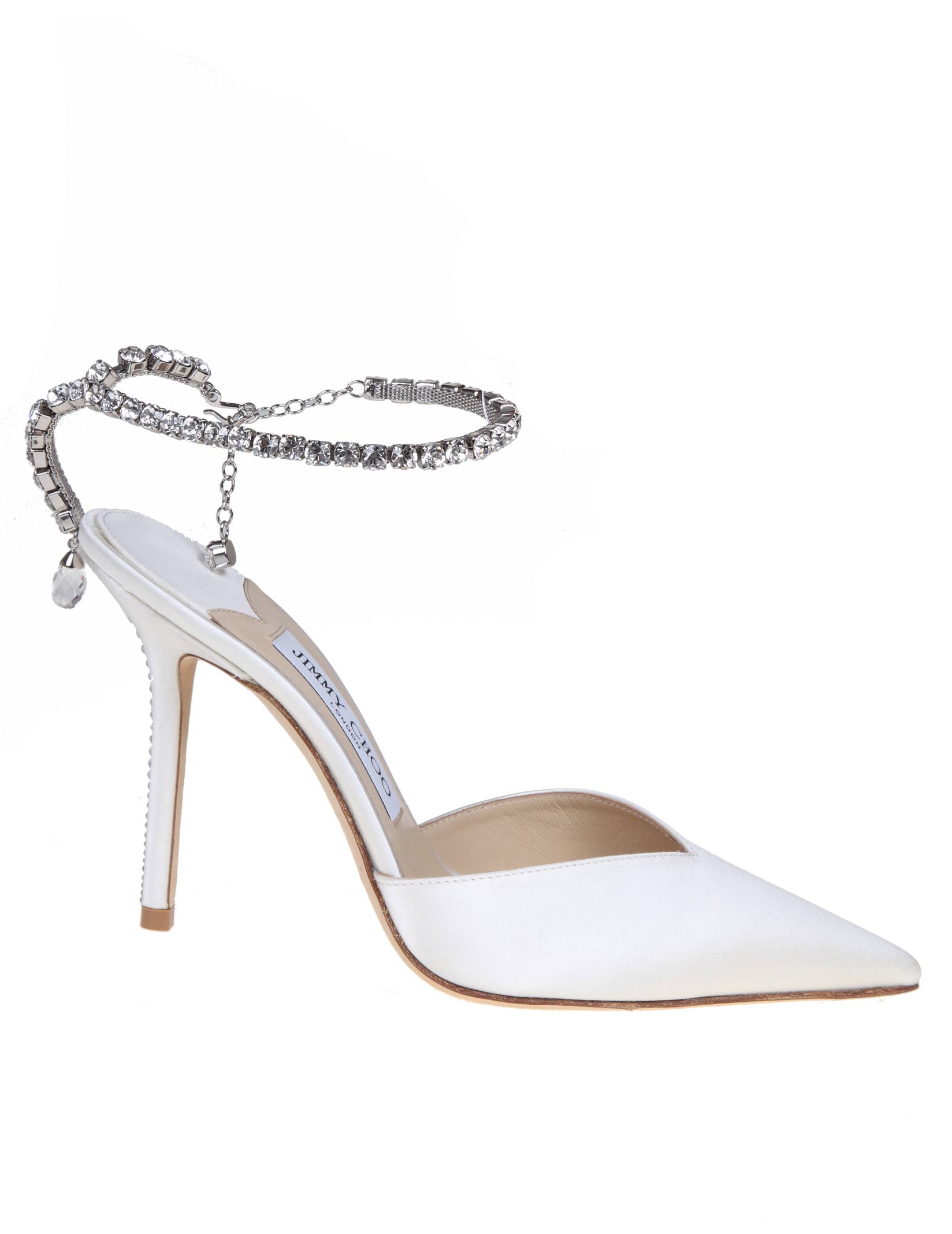 JIMMY CHOO SAEDA BBD 100 IN WHITE SATIN