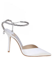 JIMMY CHOO SAEDA BBD 100 IN WHITE SATIN