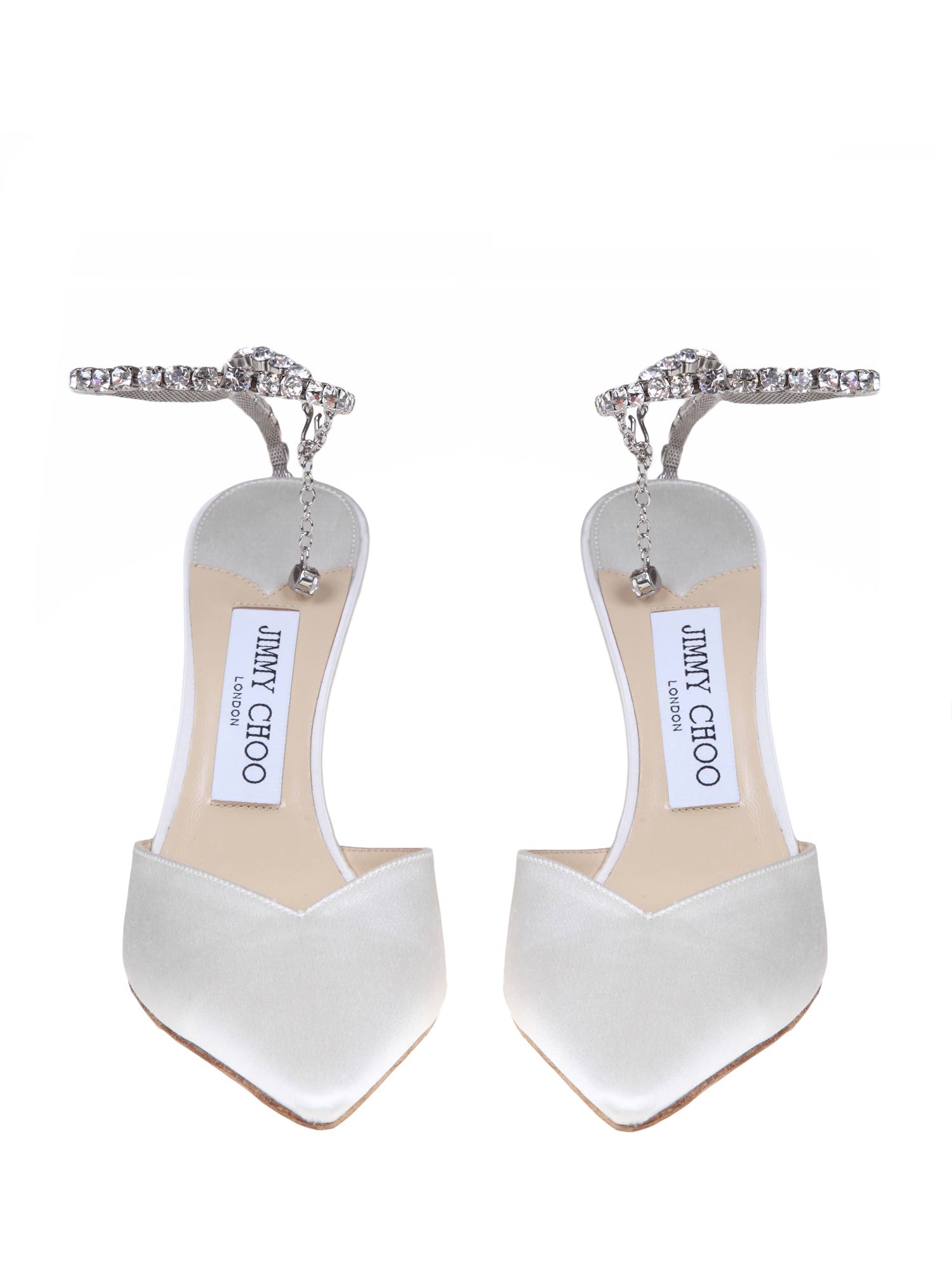 JIMMY CHOO SAEDA BBD 100 IN WHITE SATIN