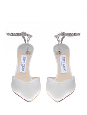 JIMMY CHOO SAEDA BBD 100 IN WHITE SATIN