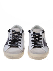 GOLDEN GOOSE SUPERSTAR LEATHER SNEAKERS WITH GLITTER STAR