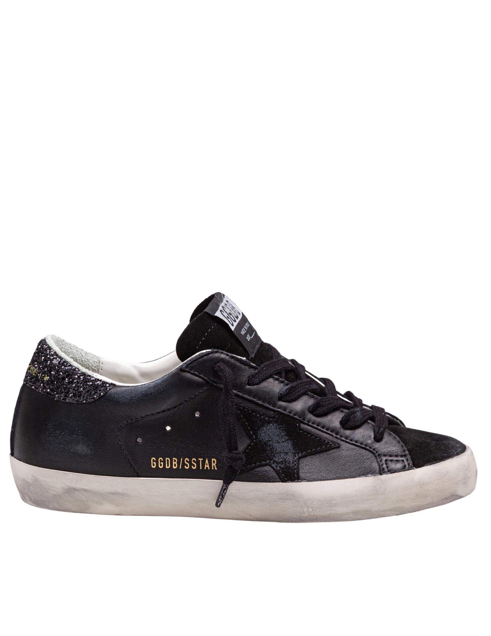 GOLDEN GOOSE SNEAKERS SUPER STAR IN PELLE E CAMOSCIO COLORE NERO