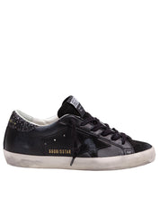 GOLDEN GOOSE SNEAKERS SUPER STAR IN PELLE E CAMOSCIO COLORE NERO