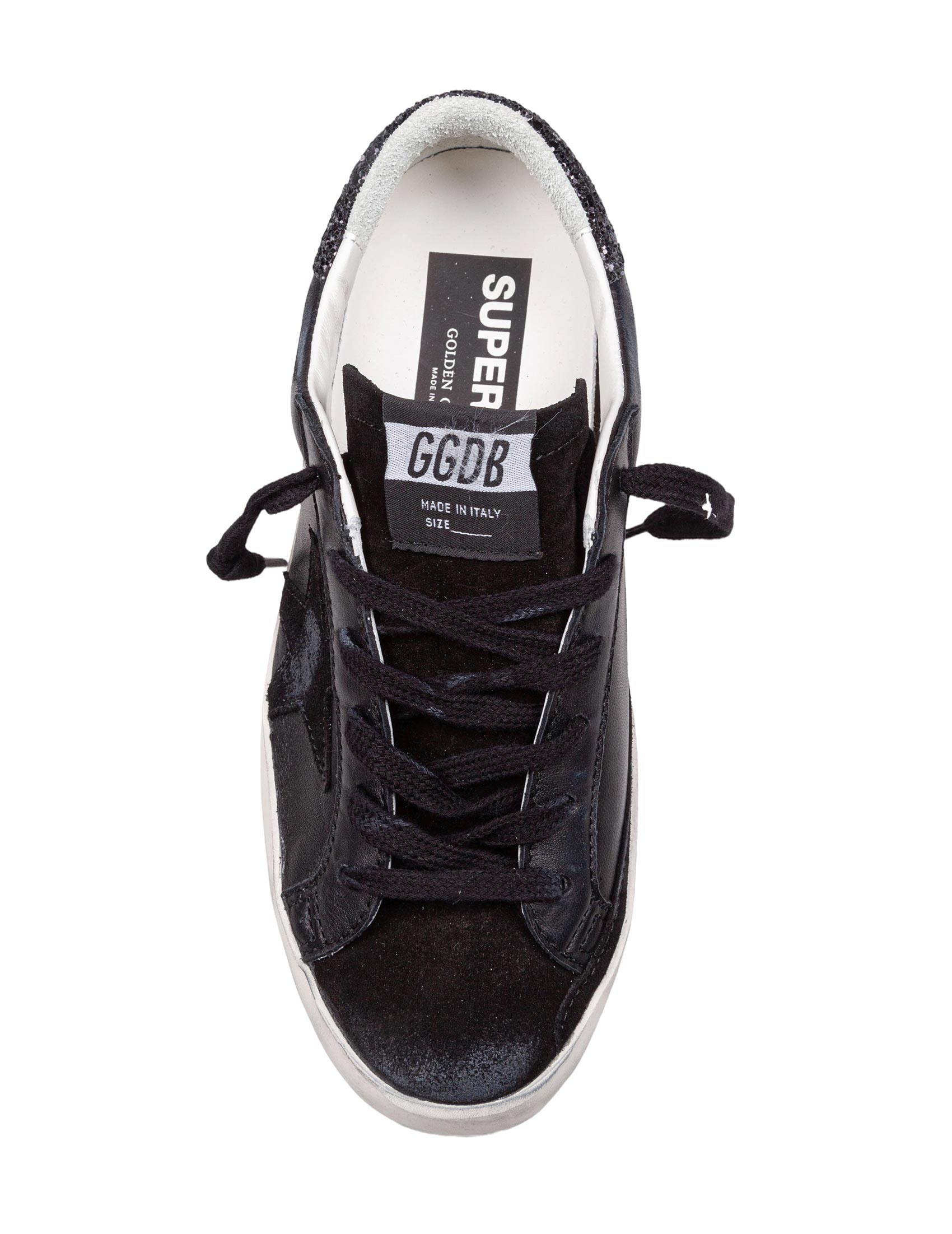 GOLDEN GOOSE SNEAKERS SUPER STAR IN PELLE E CAMOSCIO COLORE NERO