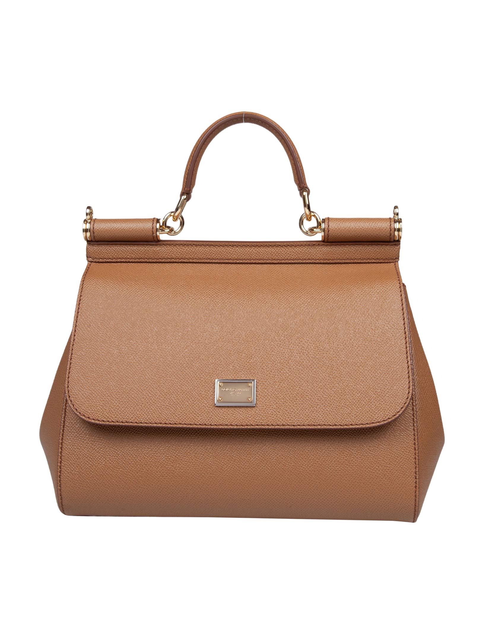 DOLCE & GABBANA BORSA SICILY PICCOLA IN PELLE COLORE CARAMELLO