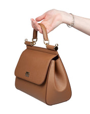 DOLCE & GABBANA BORSA SICILY PICCOLA IN PELLE COLORE CARAMELLO