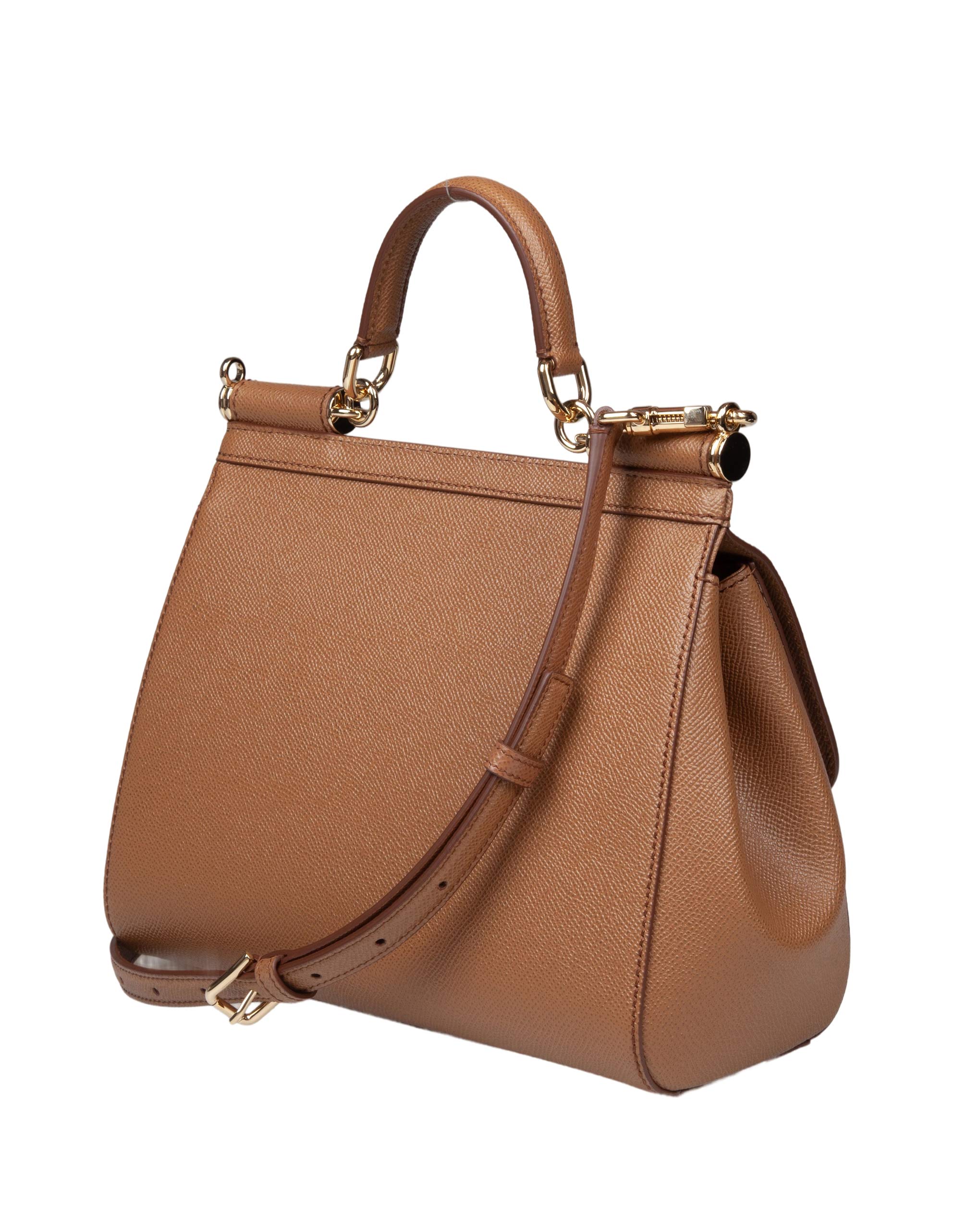 DOLCE & GABBANA BORSA SICILY PICCOLA IN PELLE COLORE CARAMELLO