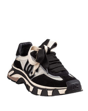 DOLCE & GABBANA COUTRY ROAD NYLON AND LEATHER SNEAKERS IN IVORY AND BLACK