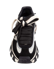 DOLCE & GABBANA COUTRY ROAD NYLON AND LEATHER SNEAKERS IN IVORY AND BLACK