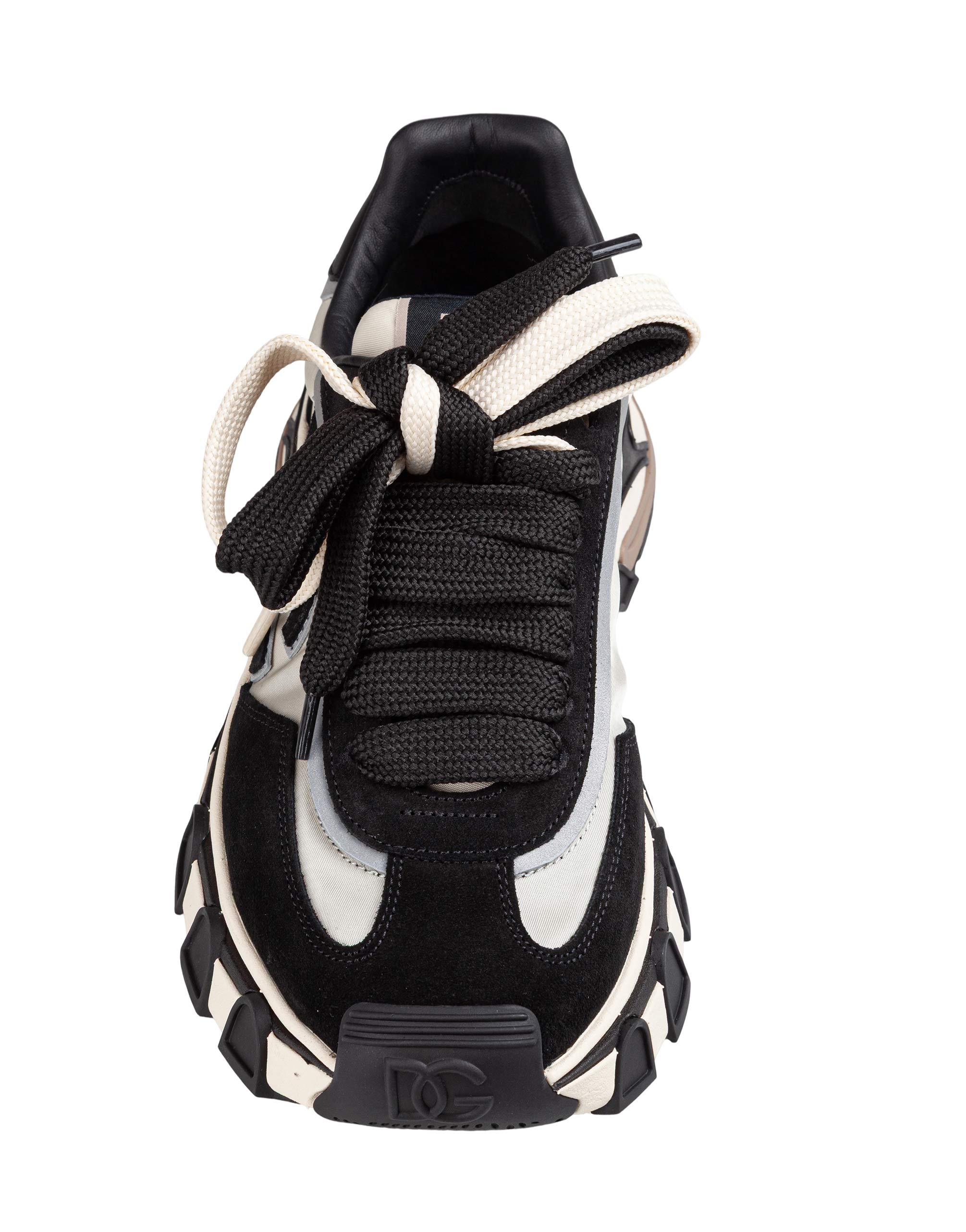 DOLCE & GABBANA COUTRY ROAD NYLON AND LEATHER SNEAKERS IN IVORY AND BLACK