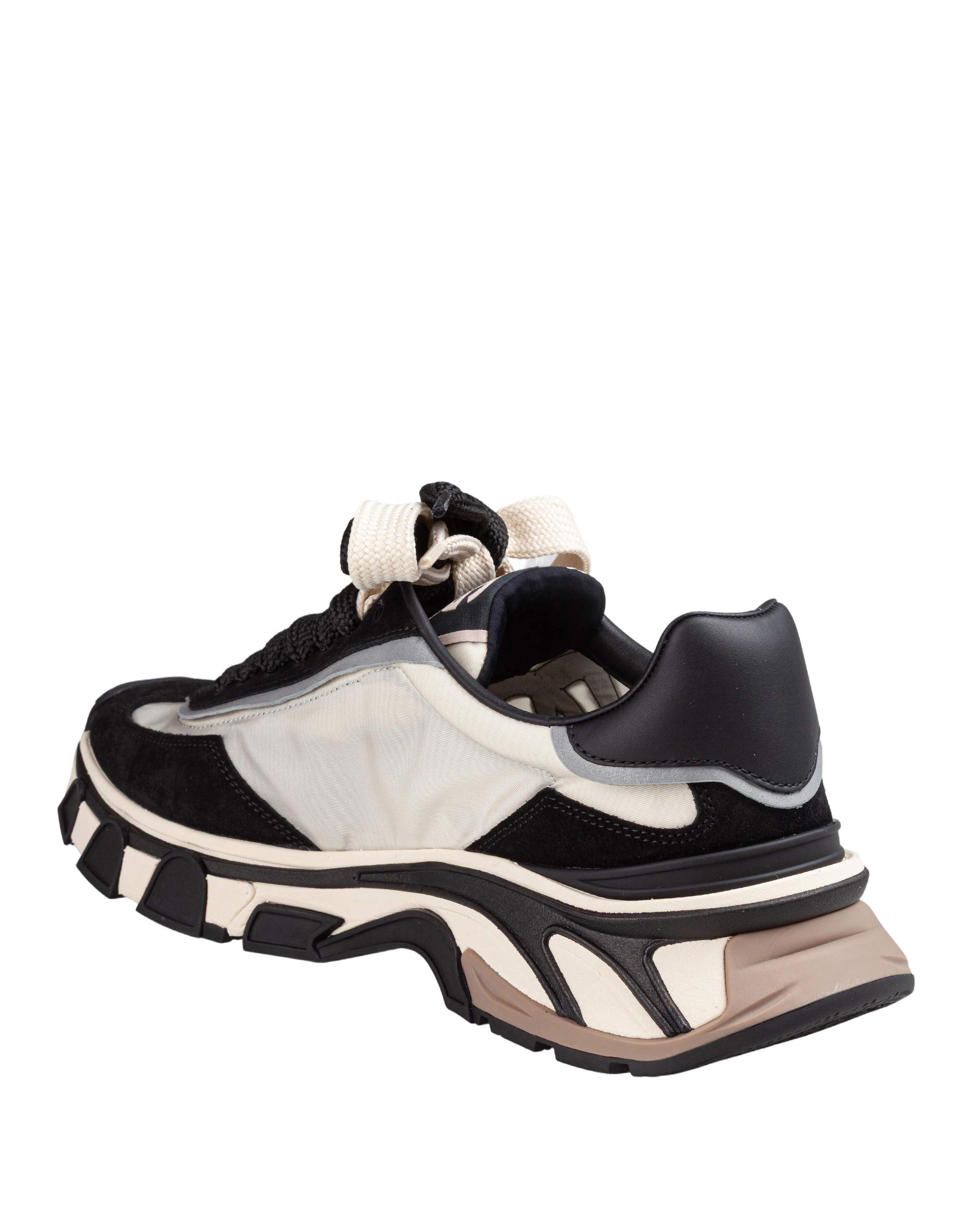 DOLCE & GABBANA COUTRY ROAD NYLON AND LEATHER SNEAKERS IN IVORY AND BLACK
