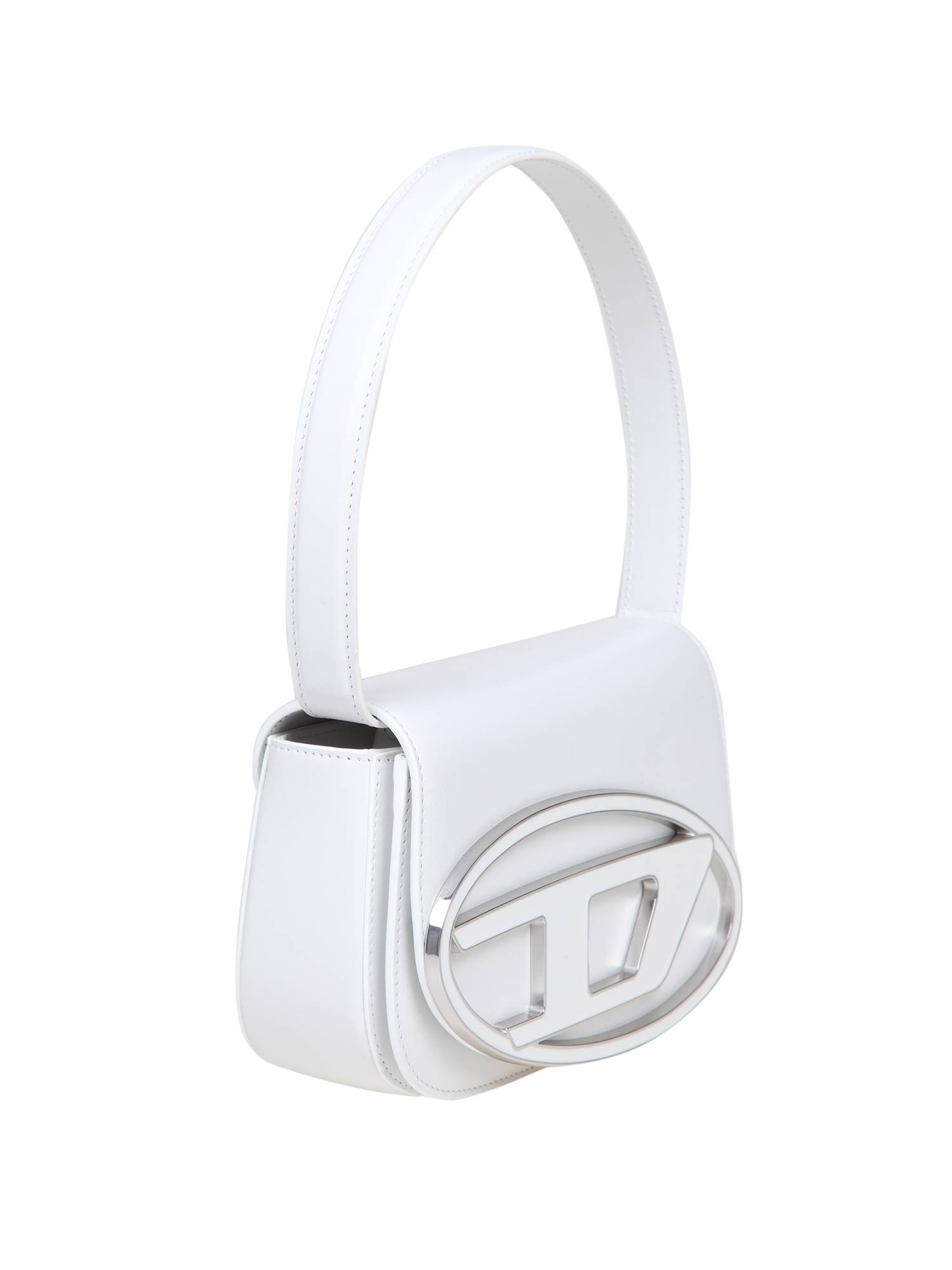 DIESEL 1DR LEATHER SHOULDER BAG WHITE