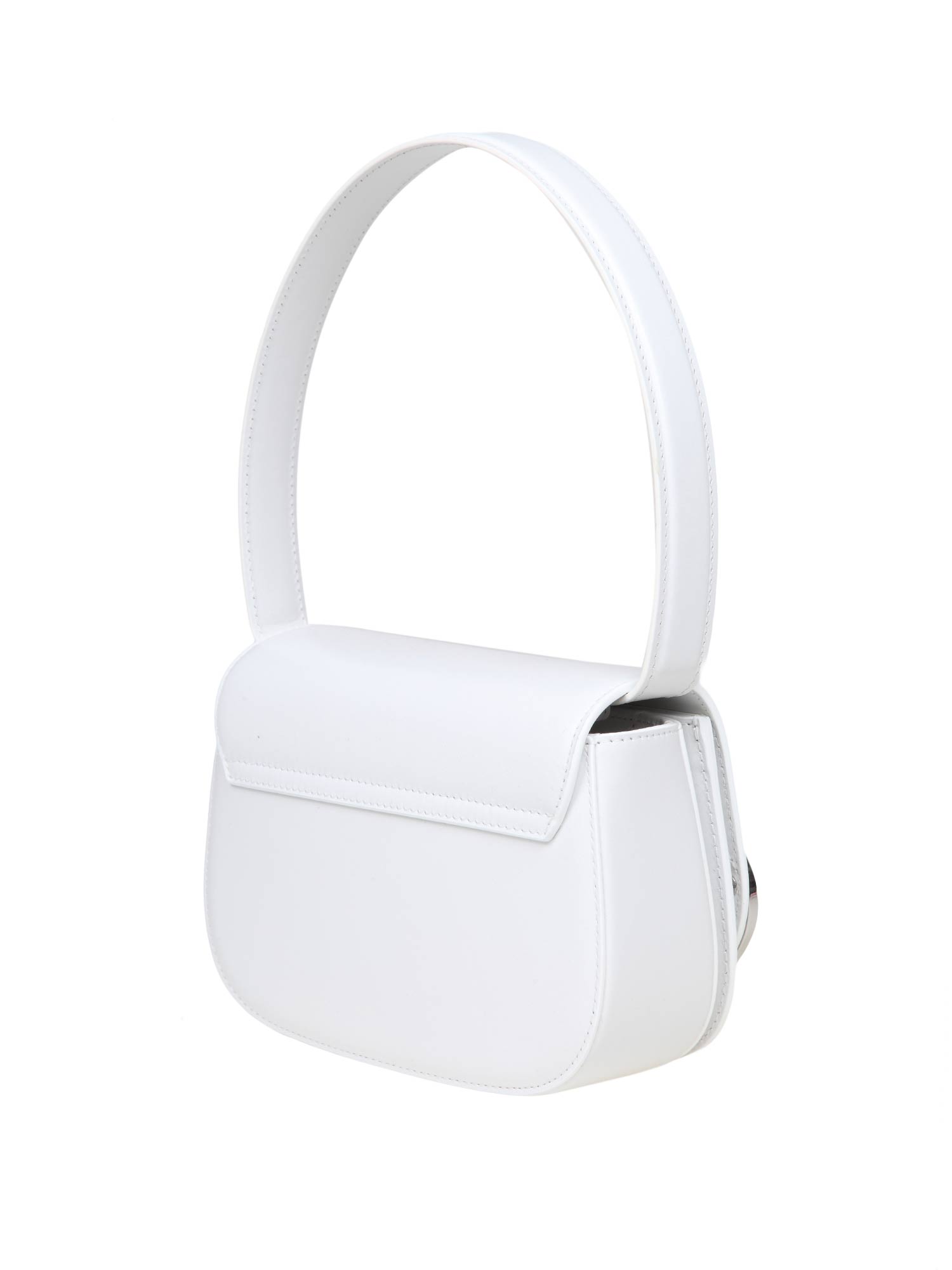 DIESEL 1DR LEATHER SHOULDER BAG WHITE