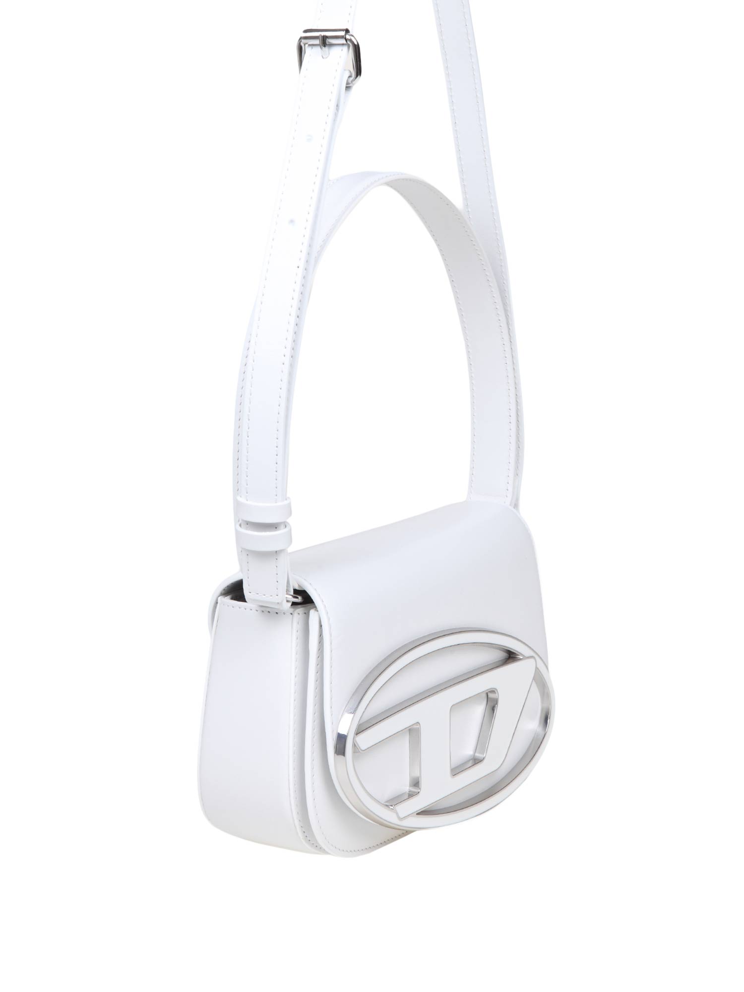 DIESEL 1DR LEATHER SHOULDER BAG WHITE