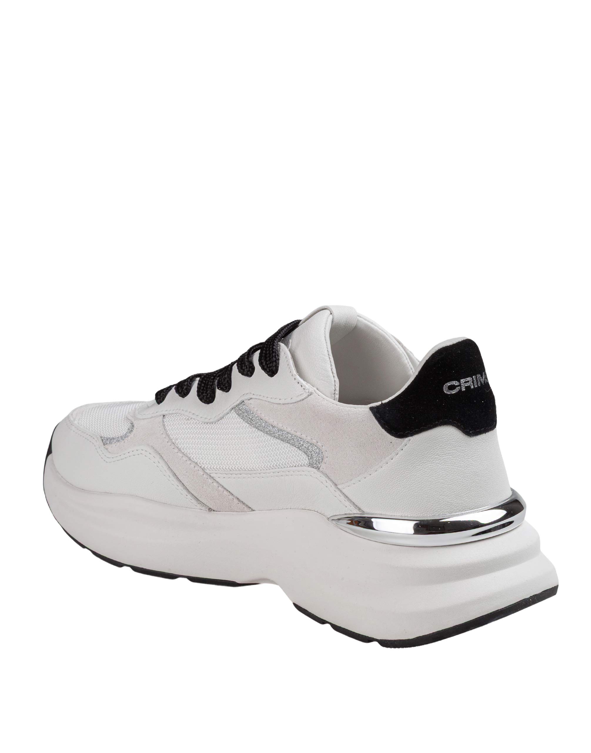 CRIME SNEAKERS FAITH DELUXE IN PELLE COLORE BIANCO E NERO