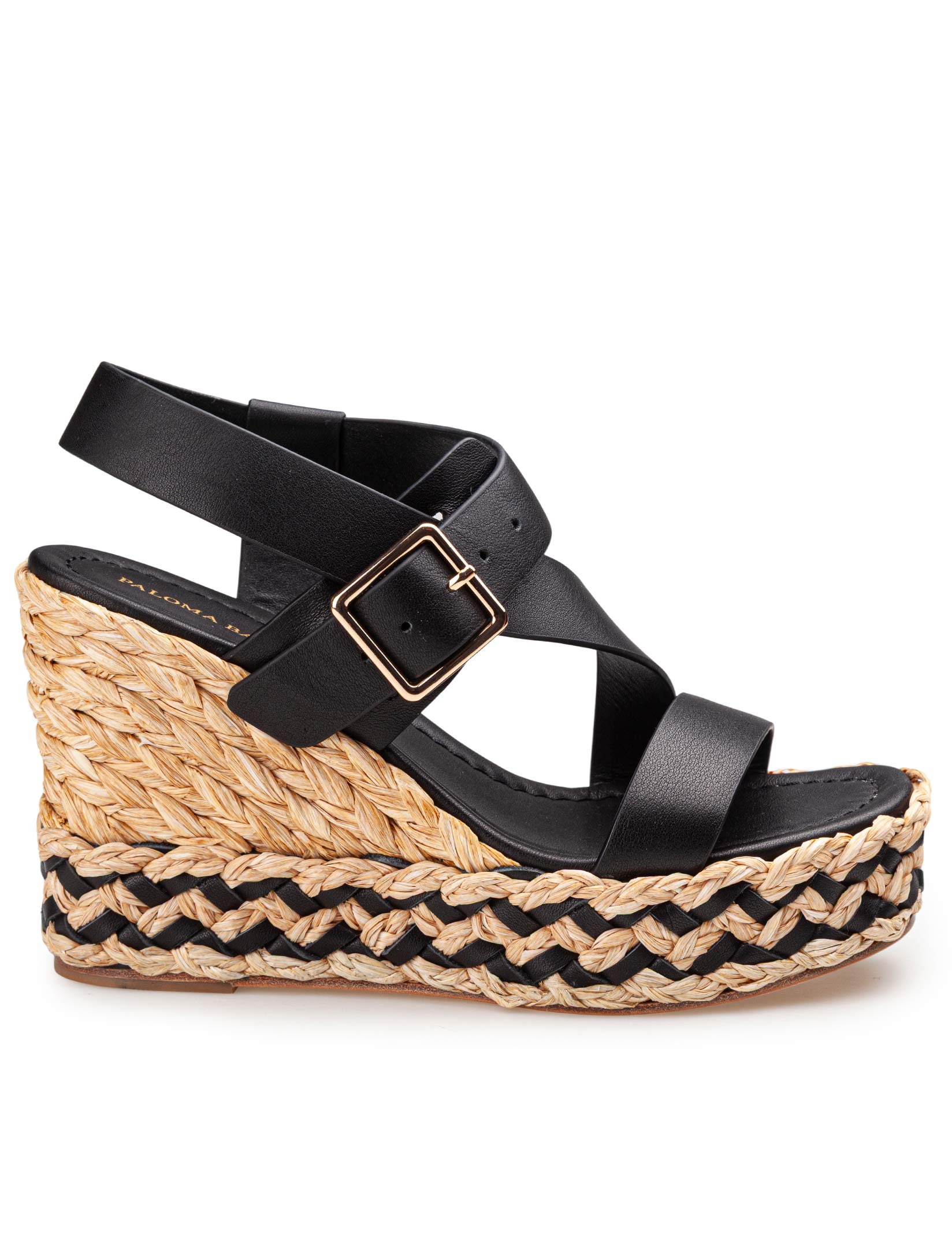 PALOMA BARCELO' OLEA LEATHER SANDAL IN BLACK