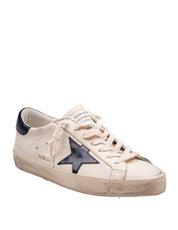GOLDEN GOOSE SUPER-STAR SNEAKERS IN PELLE COLORE BEIGE/BLU NOTTE