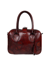 GOLDEN GOOSE BORSA A MANO VITA BAG IN PELLE VINTAGE CON FIORI RICAMATI