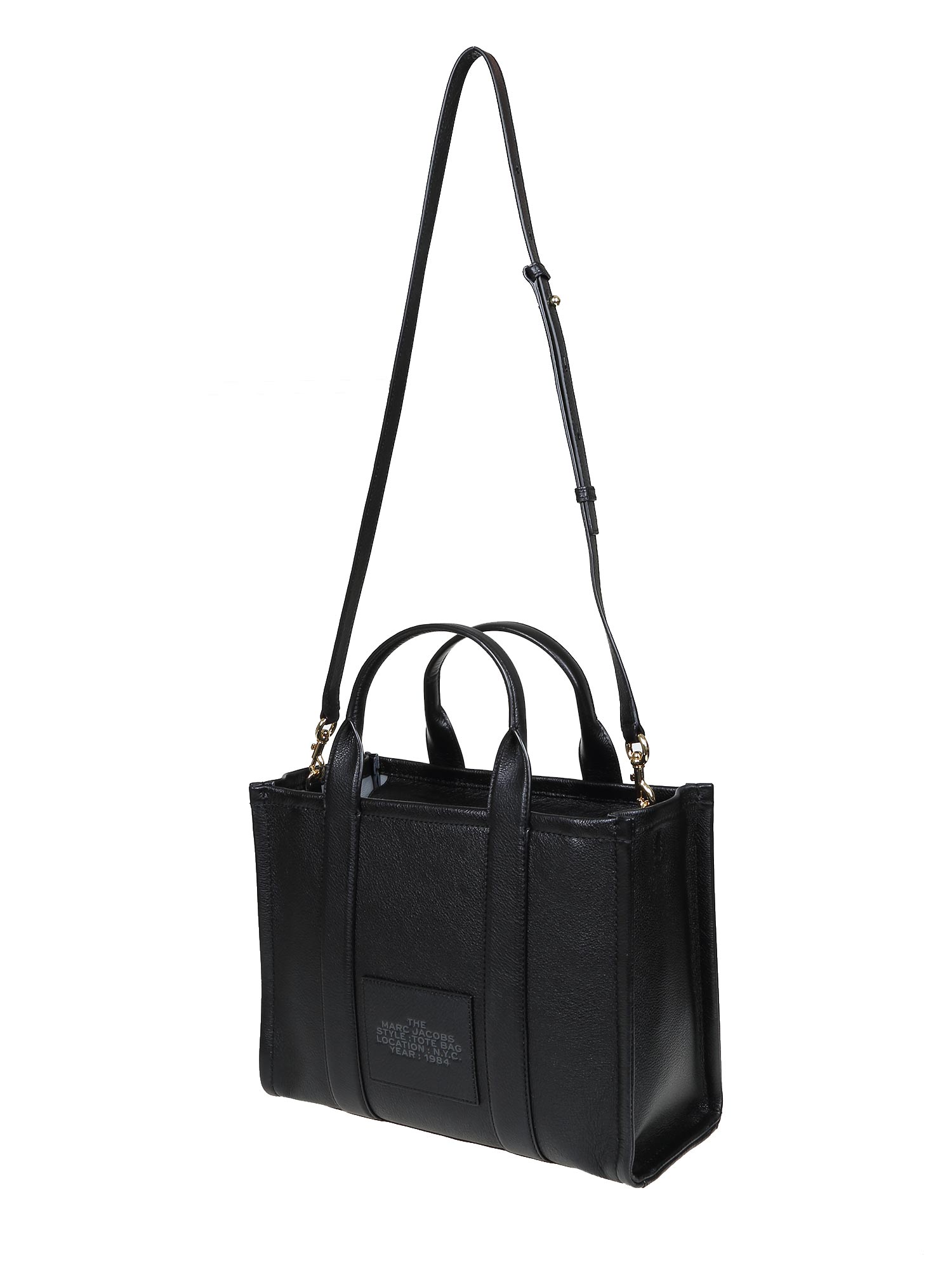 MARC JACOBS THE MEDIUM BLACK LEATHER TOTE