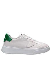 PHILIPPE MODEL SNEAKERS TEMPLE LOW IN PELLE BIANCA E VERDE