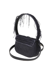 DIESEL BORSA 1DR IN DENIM NERO CON CRISTALLI APPLICATI