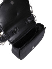 DIESEL BORSA 1DR IN DENIM NERO CON CRISTALLI APPLICATI