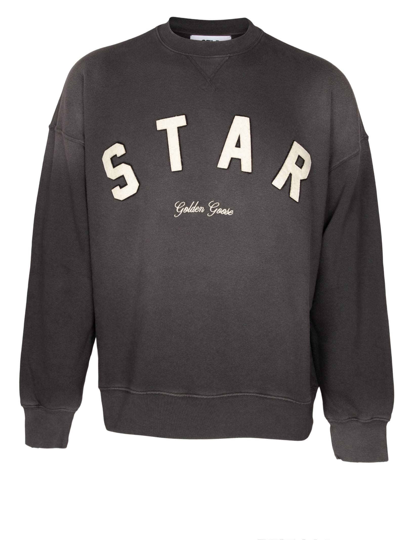 GOLDEN GOOSE FELPA STAR BOXI CREWNECK IN COTONE GRIGIO
