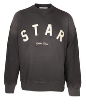 GOLDEN GOOSE FELPA STAR BOXI CREWNECK IN COTONE GRIGIO