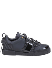 DOLCE & GABBANA SNEAKER PORTOFINO IN VITELLO E VERNICE
