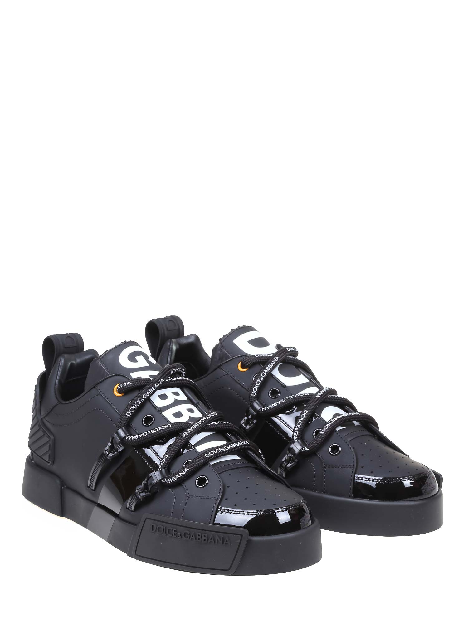 DOLCE & GABBANA SNEAKER PORTOFINO IN VITELLO E VERNICE