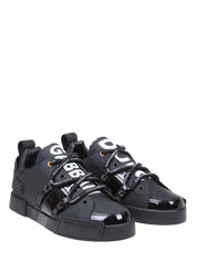 DOLCE & GABBANA SNEAKER PORTOFINO IN VITELLO E VERNICE